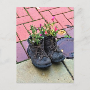 Postal Flores en viejos botes