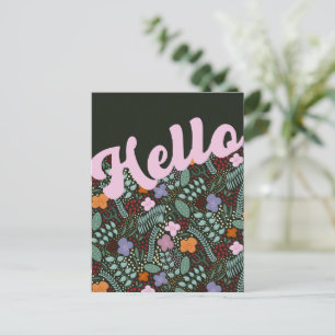 Postal Flores estilizadas Millefleur Hola Pensando en ti