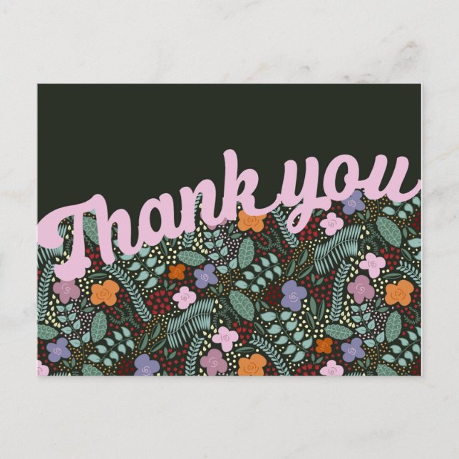 Postal Flores Estilizadas Millefleur Tonos Cálidos (Anverso)