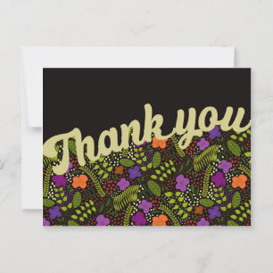 Postal Flores Estilizadas Millefleur Tonos Negros Gracias