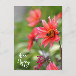 Postal Flores felices de Dahlia rosada y roja Wisley