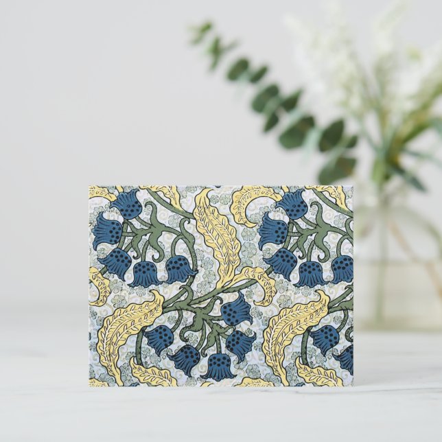 Postal Flores Florales Azules Lily Valley Repetir (Anverso de pie)