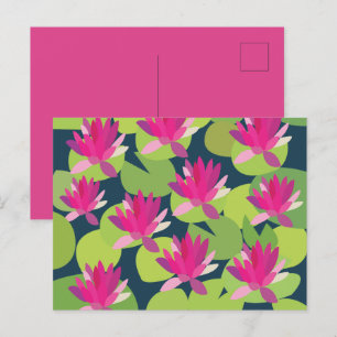 Postal Flores Florales Loto Rosa Nenúfar Almohadilla de l