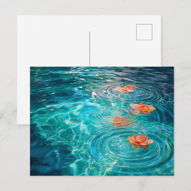 Postal Flores flotando en el agua (Anverso / Reverso)
