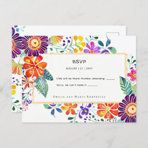 Postal Flores Folkart FIESTA RSVP