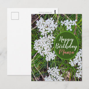 Postal Flores frescas verdes y blancas Feliz cumpleaños m