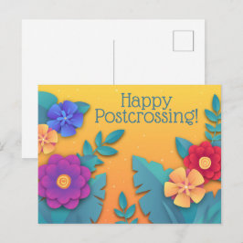 Postal Flores Hermosas de Papel Craft