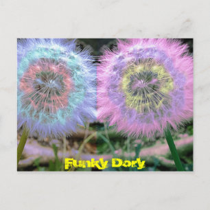 Postal Flores inusuales Funky Blue/ Lilac Pop Art