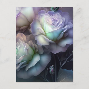 Postal Flores Iridescentes Moradas en Primer Plano