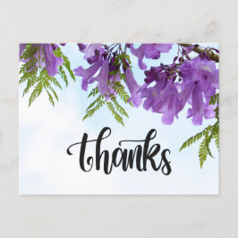 Postal Flores Jacaranda moradas floreciendo en el árbol