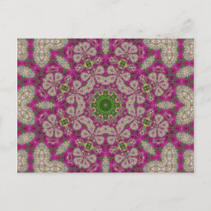 Postal Flores magenta encaje Mandala