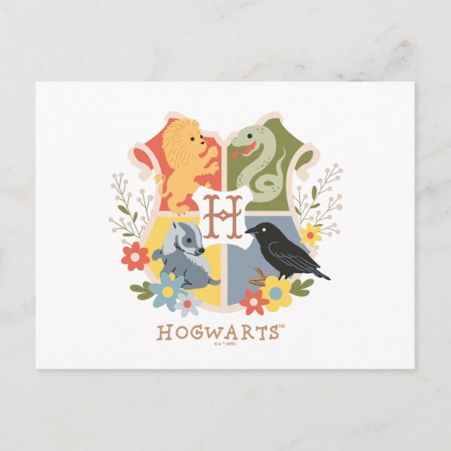 Postal Flores Mágicas Escudo de HOGWARTS™ (Anverso)