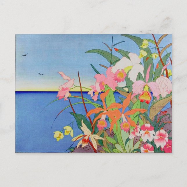 Postal Flores marinas Art Ukiyo-E de Woodblock japonés (Anverso)