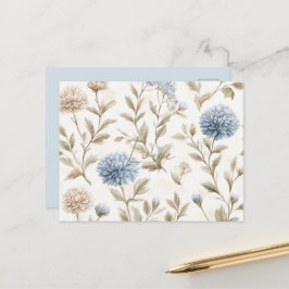 Postal Flores Marrones Azules Crema Amor