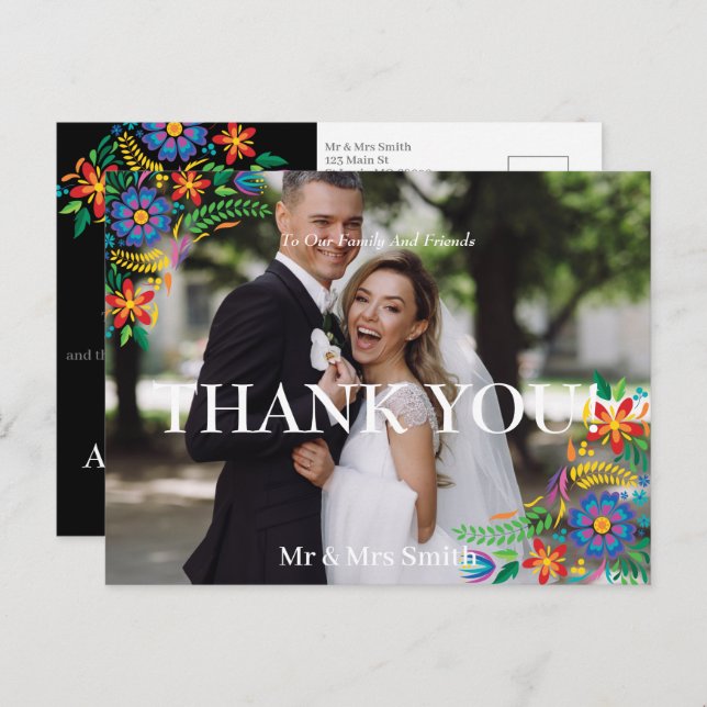 Postal Flores Mexicanas Foto Gracias Postcard (Anverso / Reverso)