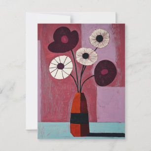 Postal Flores minimalistas de color blanco No.036