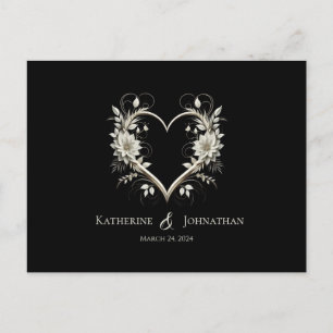 Postal Flores modernas con un Boda-RSVP-corazón-