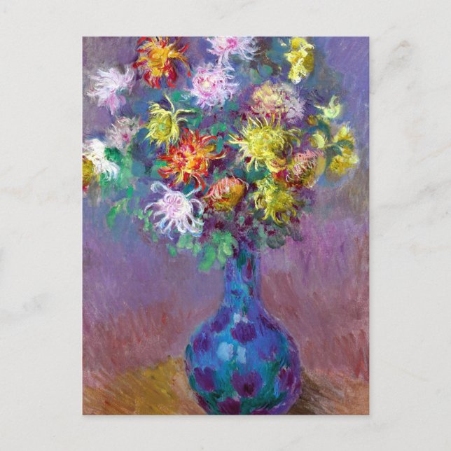 Postal Flores Monet Vase de Chrysantopics (Anverso)