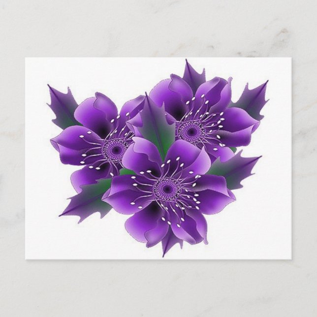 Postal flores moradas (Anverso)