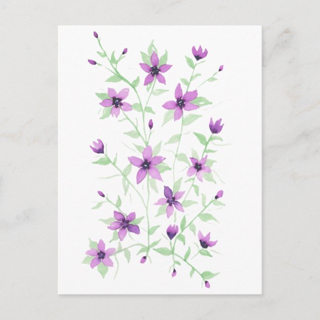 Postal Flores moradas en el vino (Anverso)