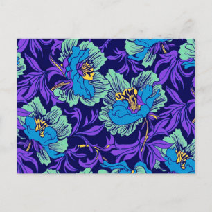Postal Flores moradas y azules William Morris