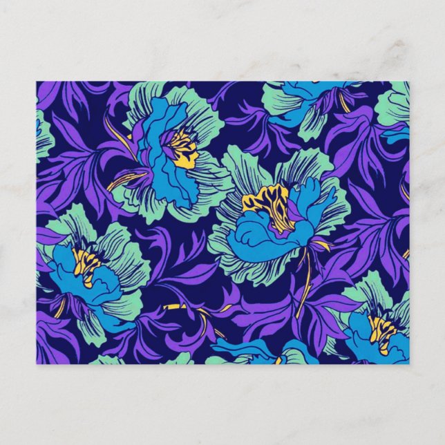 Postal Flores moradas y azules William Morris (Anverso)