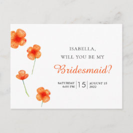 Postal Flores naranjas en el jardín. ¿Serás mi dama de ho