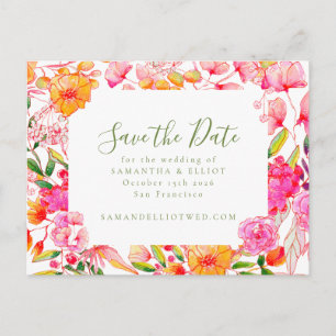 Postal Flores Naranjas Rosadas Presupuesto Boda Save the