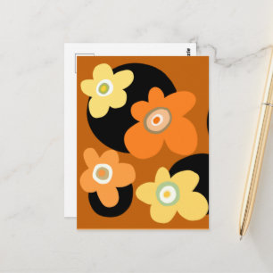 Postal Flores naranjas y marrones