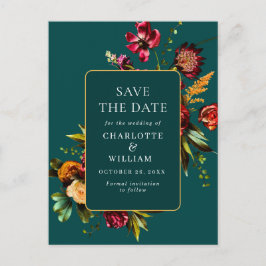 Postal Flores Nouveau Save the Date Boda Código QR