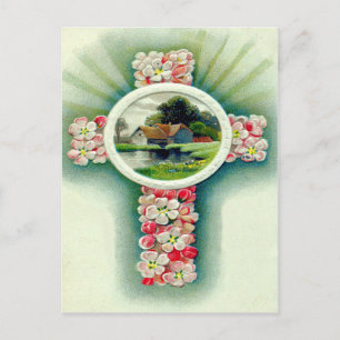Postal Flores olvidadas de la cruz cristiana
