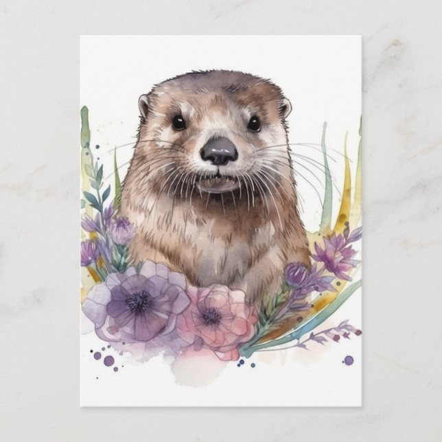 Postal Flores Otter y Purple (Anverso)