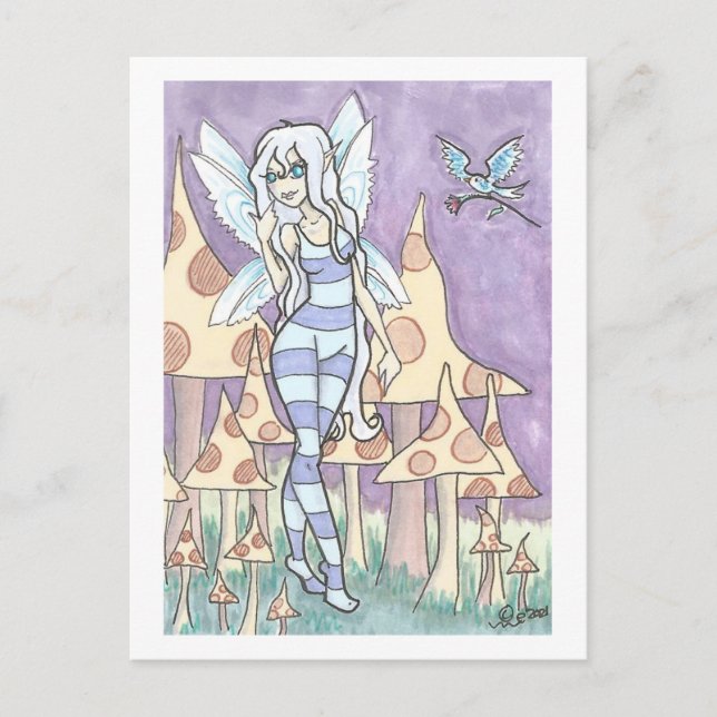 Postal Flores para Fae Fae Fate + Bird Fantasy Art Print (Anverso)