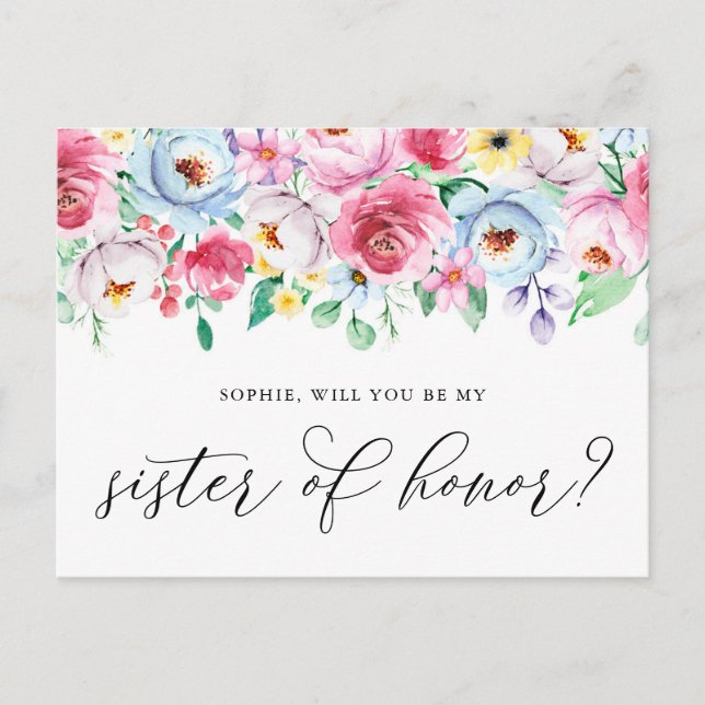 Postal Flores Pastel, ¿eres mi hermana? (Anverso)