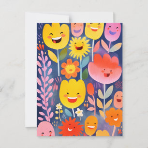 Postal Flores pequeñas felices