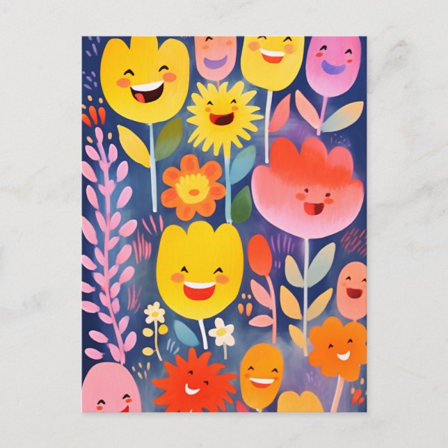 Postal Flores pequeñas felices (Anverso)