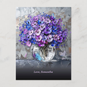 Postal Flores Personalizadas Elegantes Moradas y Azules