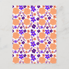 Postal Flores Púrpura Y Naranja
