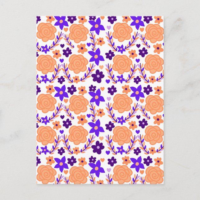 Postal Flores Púrpura Y Naranja (Anverso)
