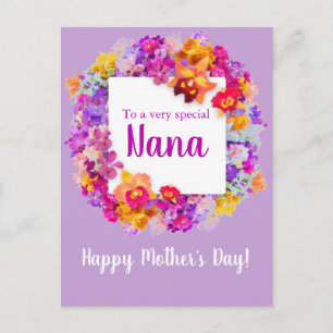 Postal Flores púrpuras elegantes Día de la Madre Nana