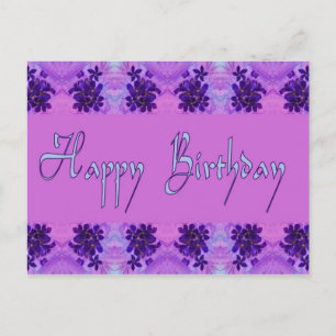 Postal Flores púrpuras felices de cumpleaños