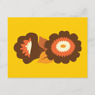 Postal Flores Retro Brown