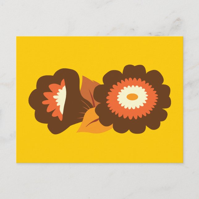Postal Flores Retro Brown (Anverso)