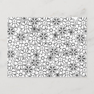 Postal Flores Retro Hippy Funky de la Actividad Color-Me