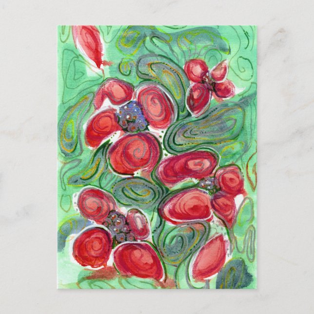 Postal Flores rojas (Anverso)