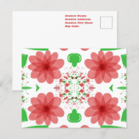 Flores Rojas Caprichosas Hojas Verdes Sobre Arte B