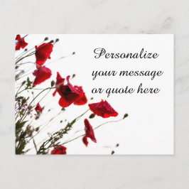 Postal Flores rojas con mensaje personal o cita