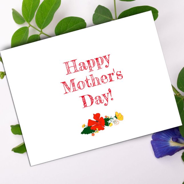 Postal Flores rojas de patrón diurno de la madre acuarela (Subido por el creador)