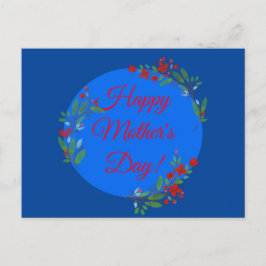 Postal Flores rojas del patrón del día de la madre acuare