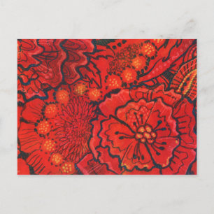 Postal Flores rojas, Flores extravagantes Resumen de arte